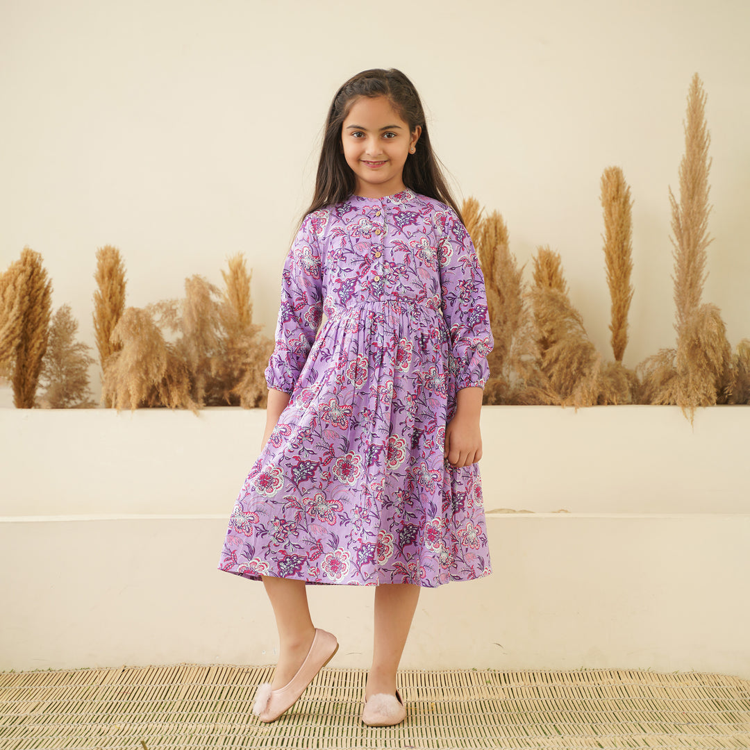 'Lavender Meadow' Mom and Daughter Cotton Dresses
