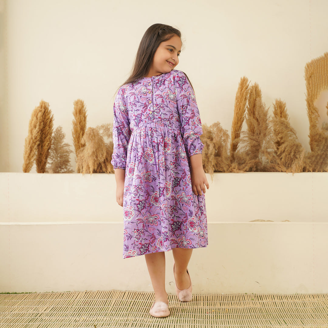 'Lavender Meadow' Mom and Daughter Cotton Dresses