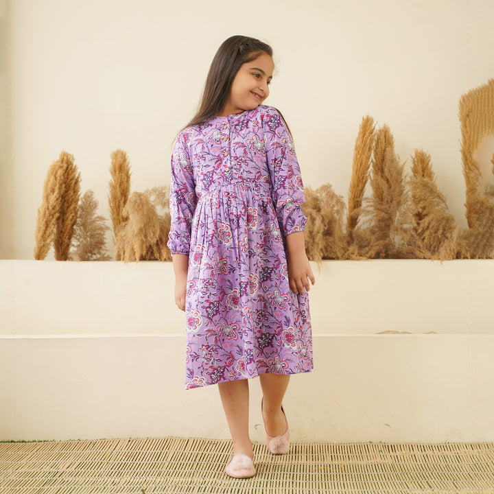 'Lavender Meadow' Mom and Daughter Cotton Dresses
