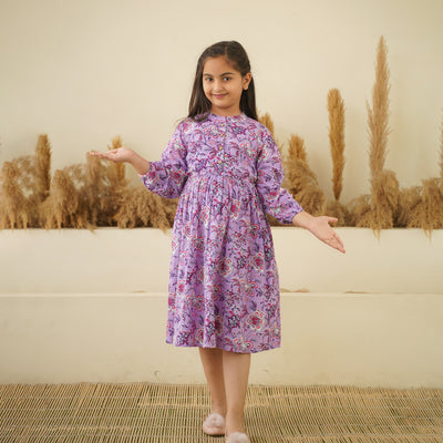 Lavender Meadow Girl's Cotton Dress