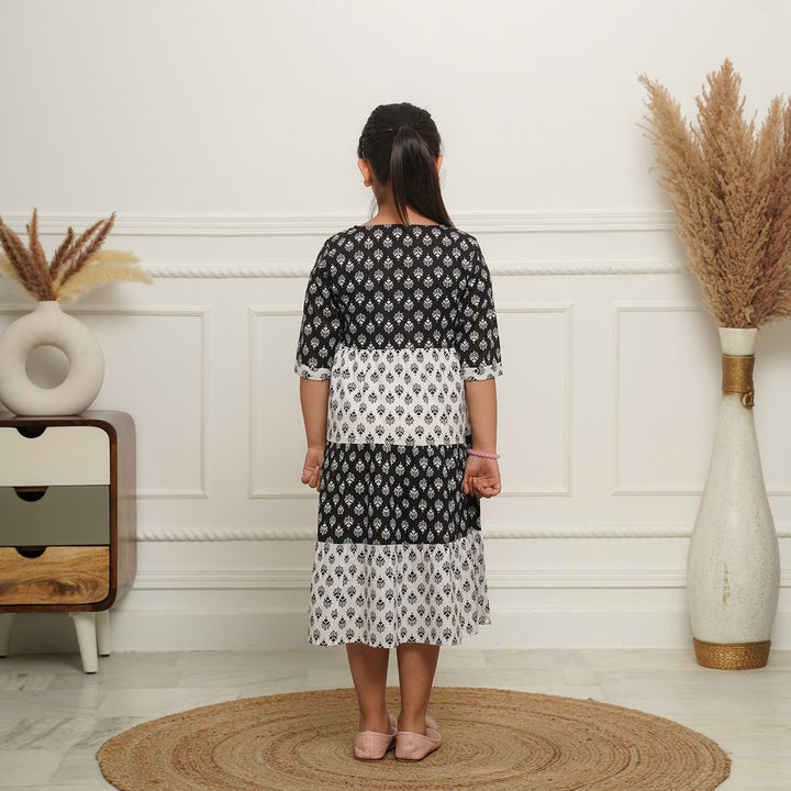 Monochrome Fusion 3-Tiered Girl's Cotton Dress