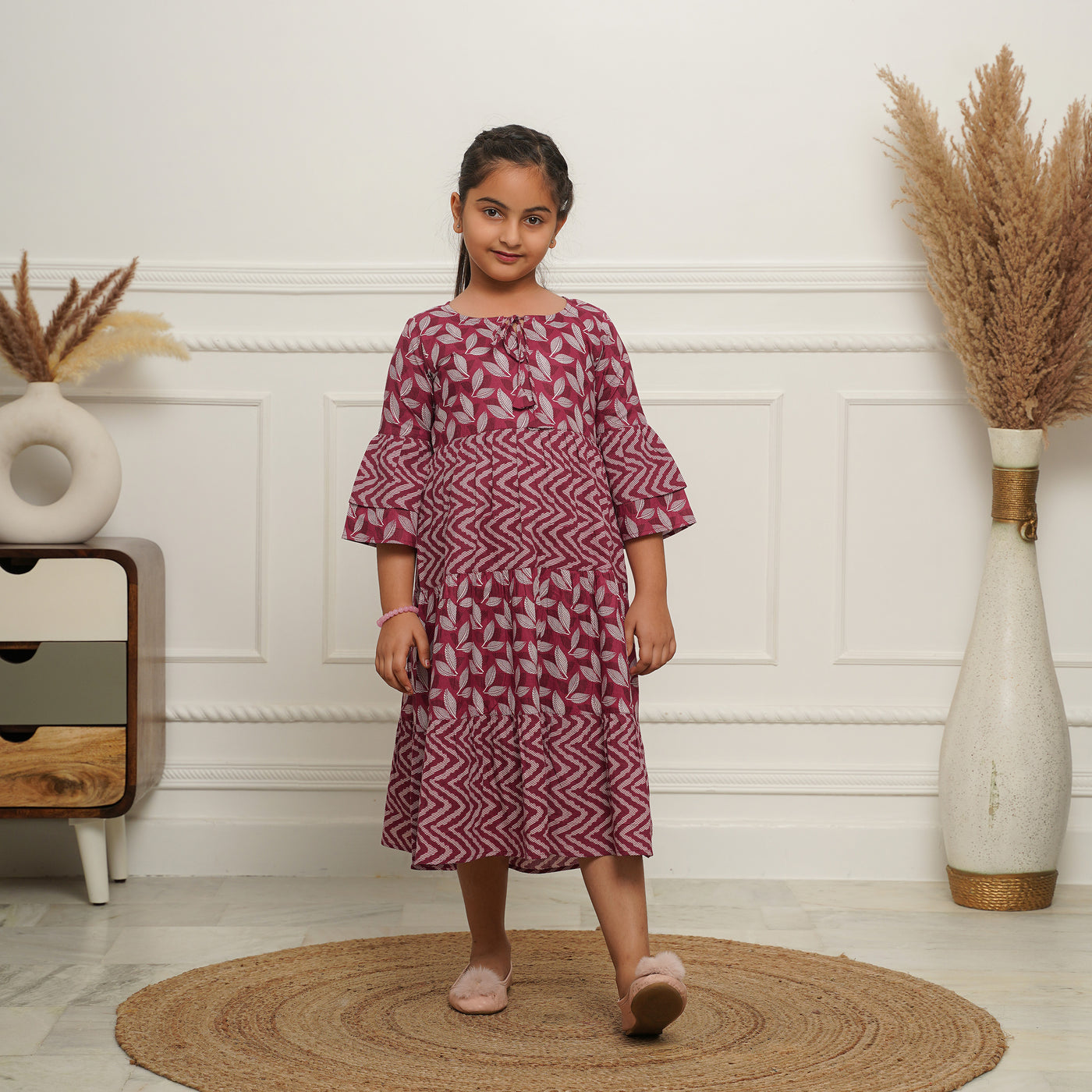 'Wine Motif' Mom and Daughter Tiered Cotton Dresses