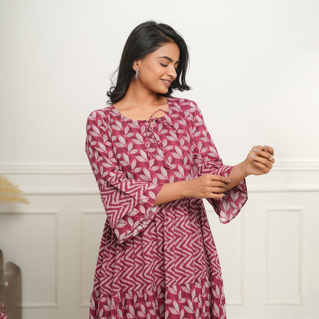 'Wine Motif' Mom and Daughter Tiered Cotton Dresses