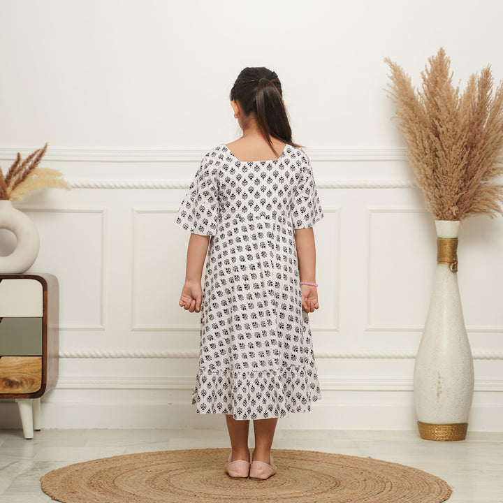 White Booti Girl's Cotton Dress