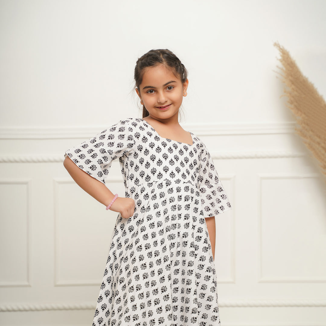 White Booti Girl's Cotton Dress