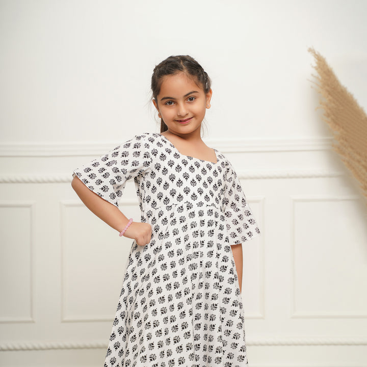 White Booti Girl's Cotton Dress
