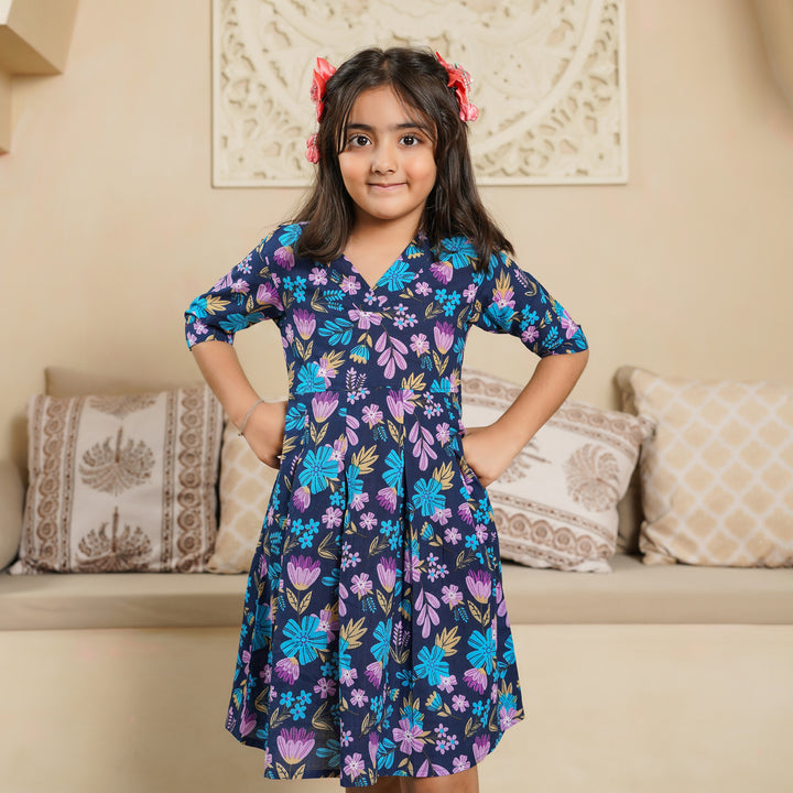 'Blue Lush' Girl's Cotton Dress