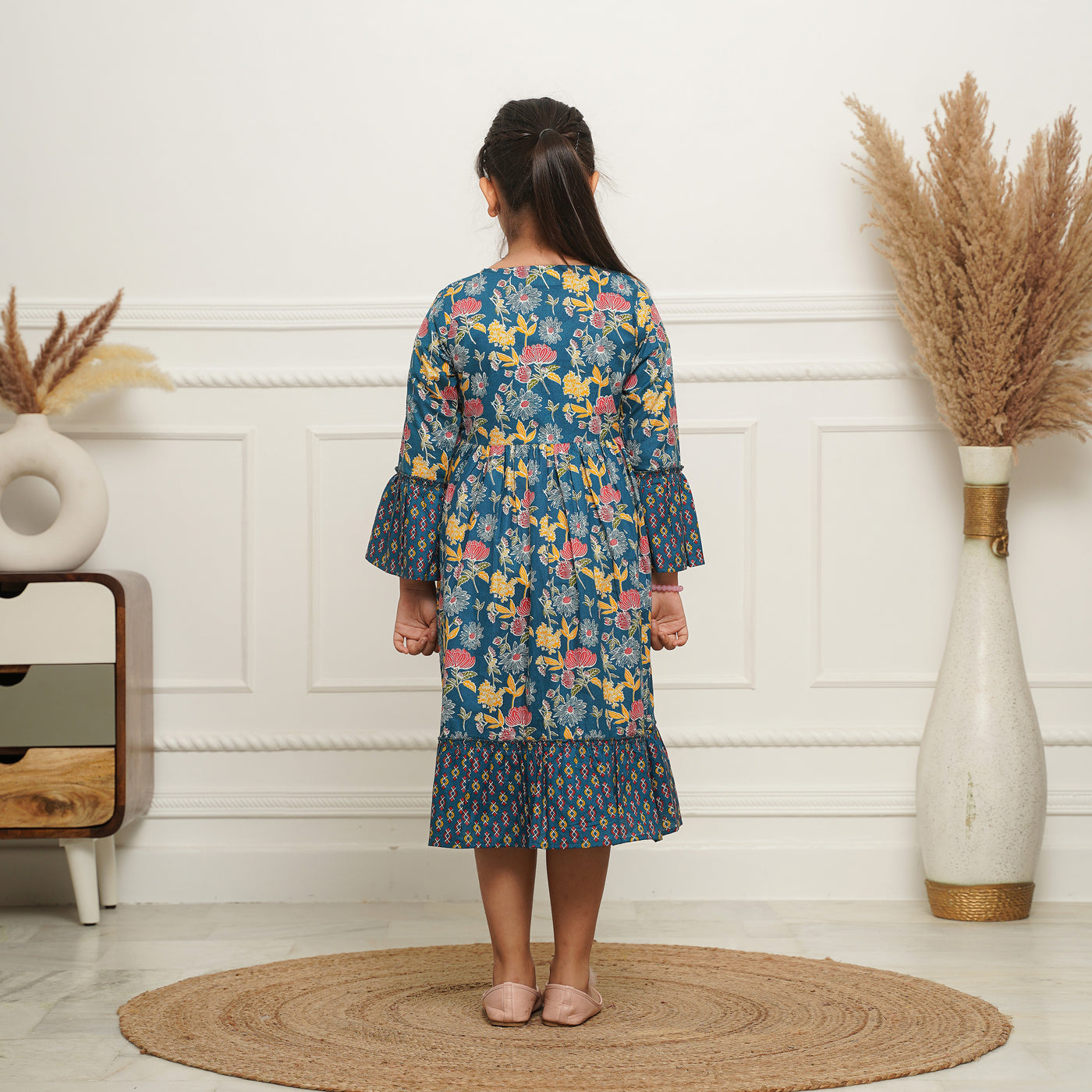 'Blue Mosaic' Girl's Cotton Dress