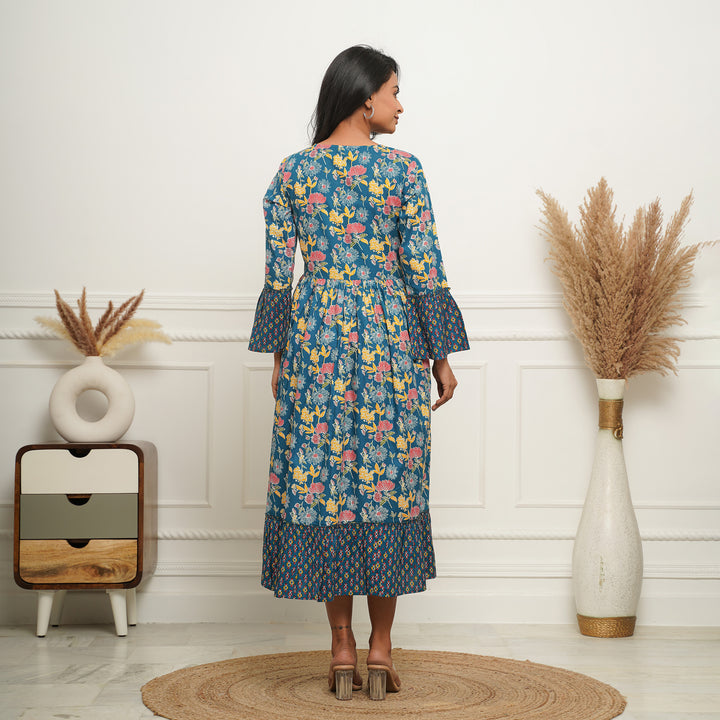 'Blue Mosaic' Mom and Daughter Cotton Dresses