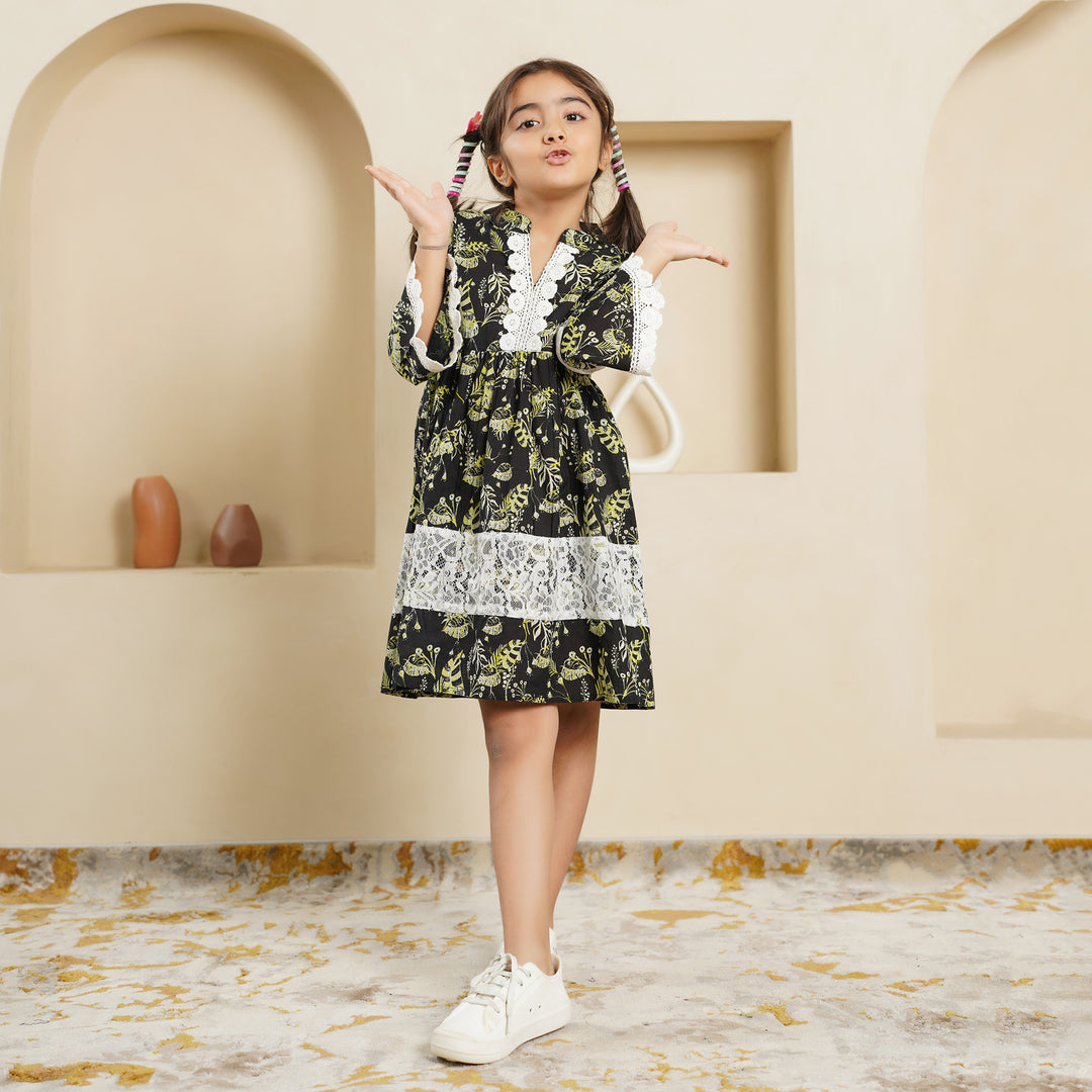 Cotton 'Black Fern' Mom and Daughter Dresses