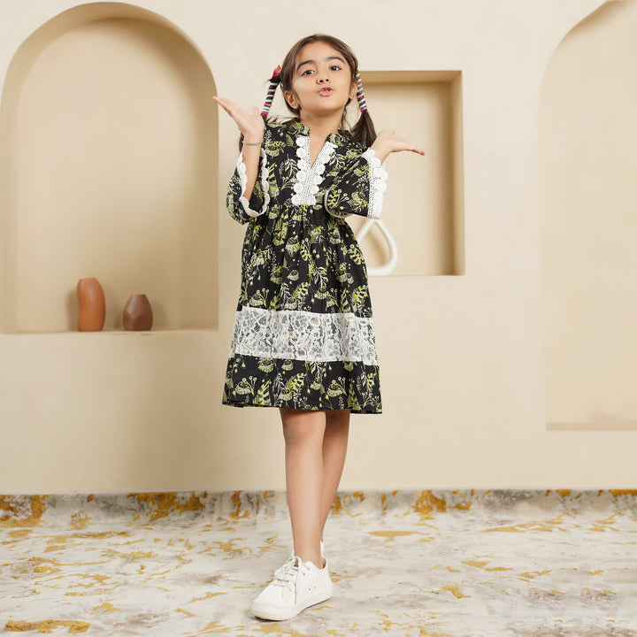 Cotton 'Black Fern' Mom and Daughter Dresses