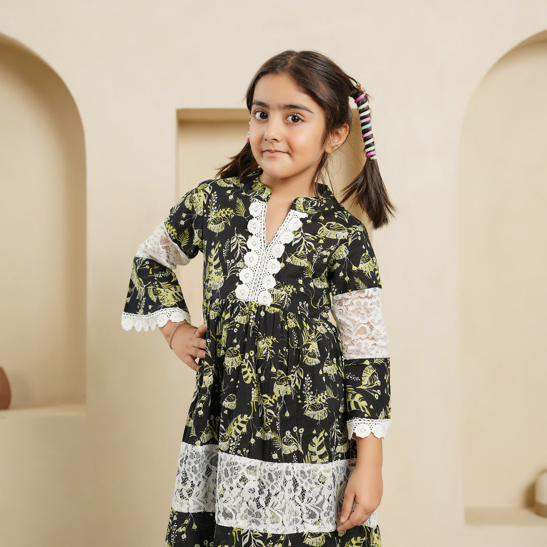 Cotton 'Black Fern' Mom and Daughter Dresses