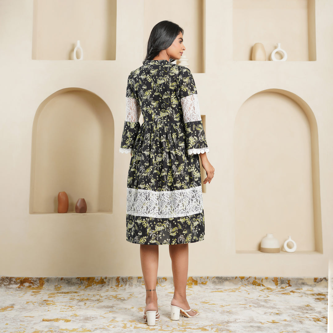 Cotton 'Black Fern' Mom and Daughter Dresses