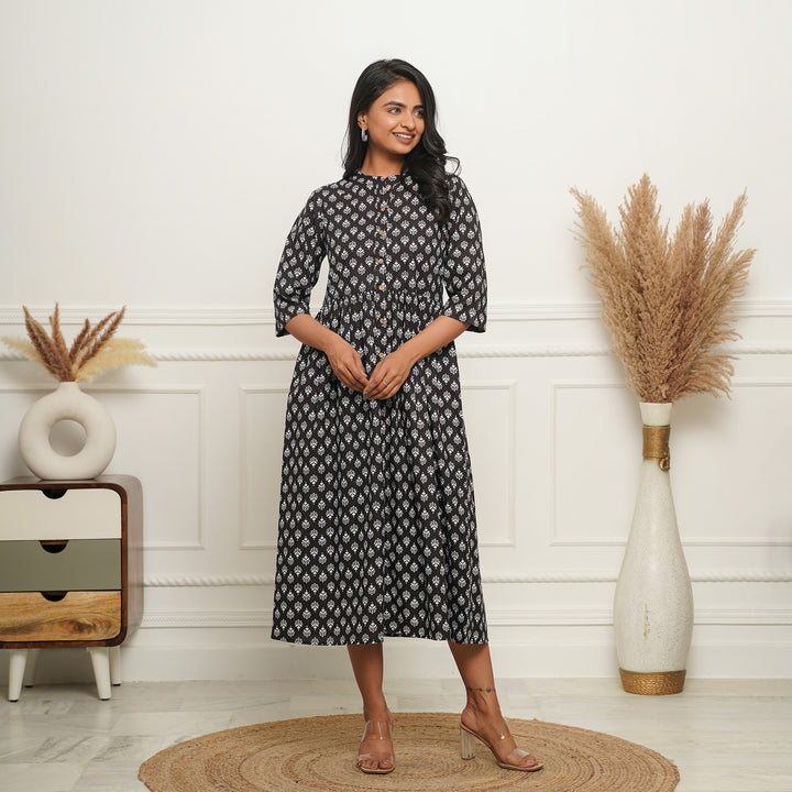 Black Booti Button Down 3in1 Dress With Pockets