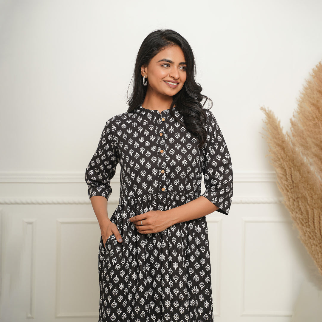 Black Booti Button Down 3in1 Dress With Pockets