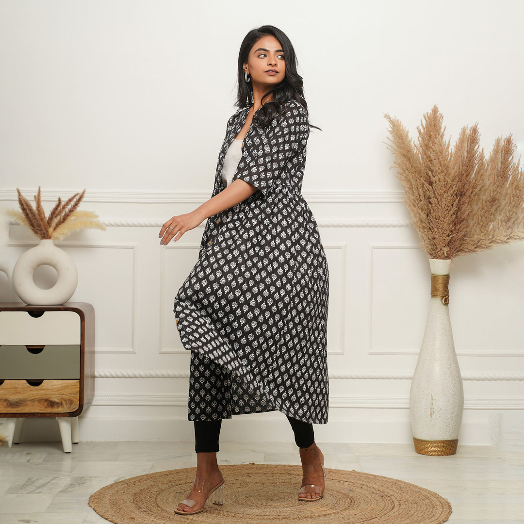 Black Booti Button Down 3in1 Dress With Pockets