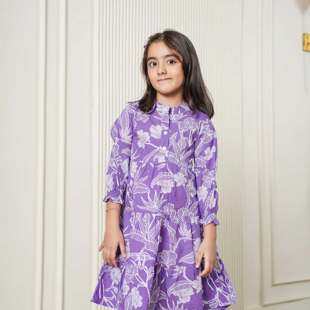 Lilac Haven 3-Tiered Girl's Cotton Dress