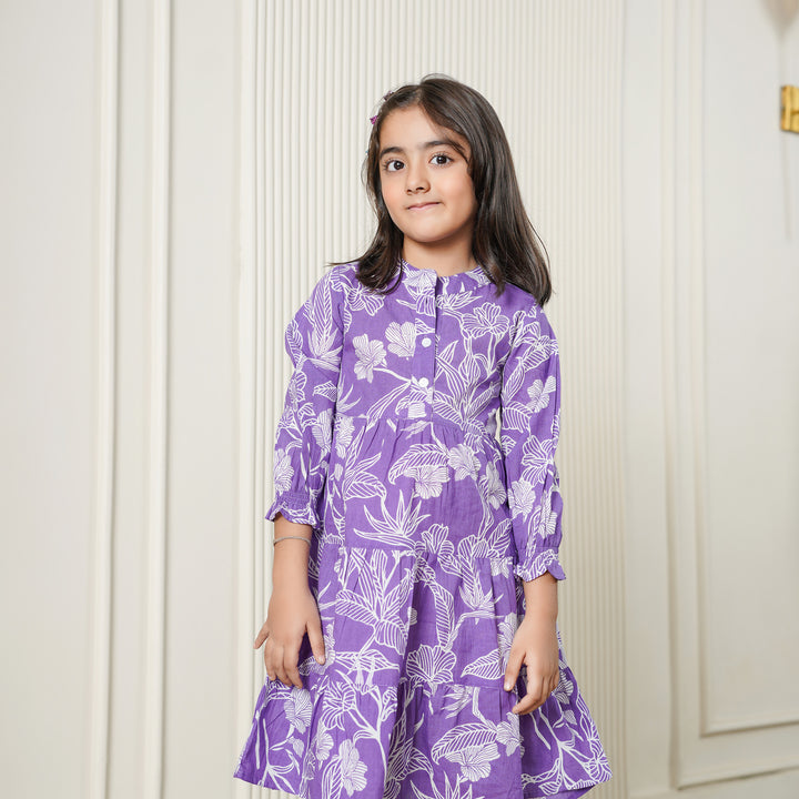 Lilac Haven 3-Tiered Girl's Cotton Dress