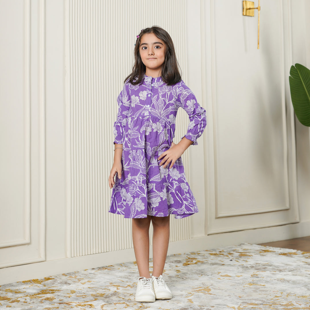 Lilac Haven 3-Tiered Girl's Cotton Dress