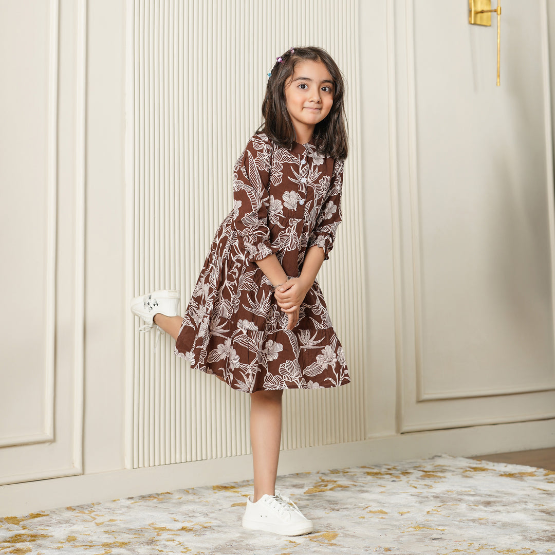 Bronze Haven 3-Tiered Girl's Cotton Dress