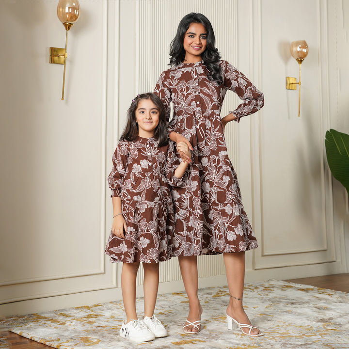 Bronze Haven Mom and Daughter Tiered Cotton Dresses