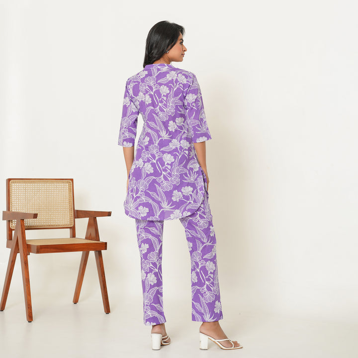 Women's Cotton Co ord Set- Lilac Haven