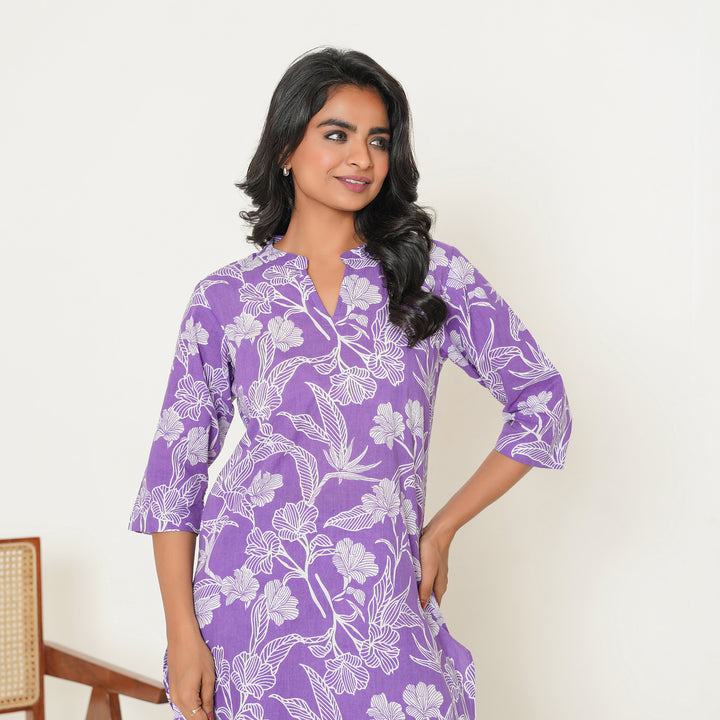 Women's Cotton Co ord Set- Lilac Haven