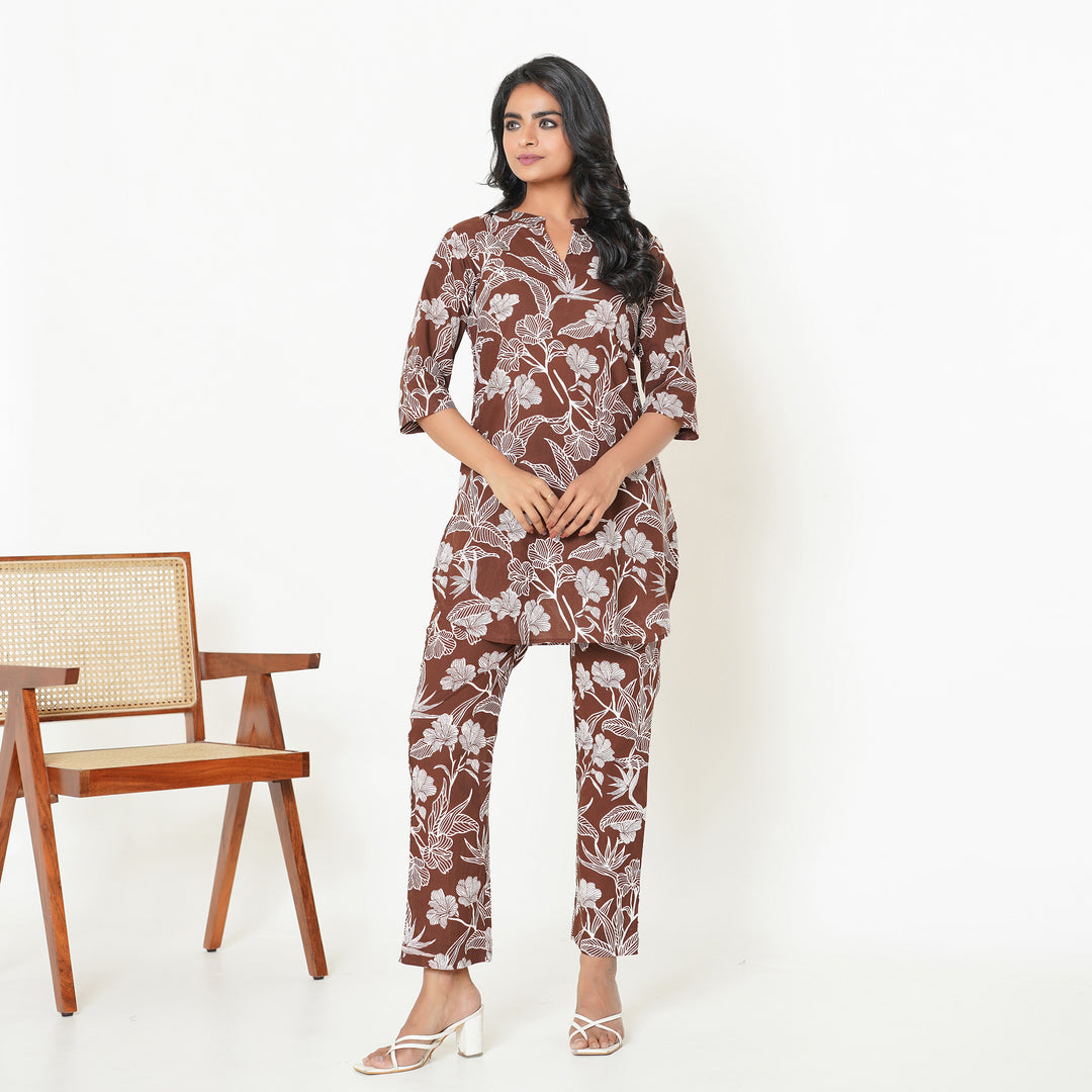 Women's Cotton Co ord Set- Bronze Haven