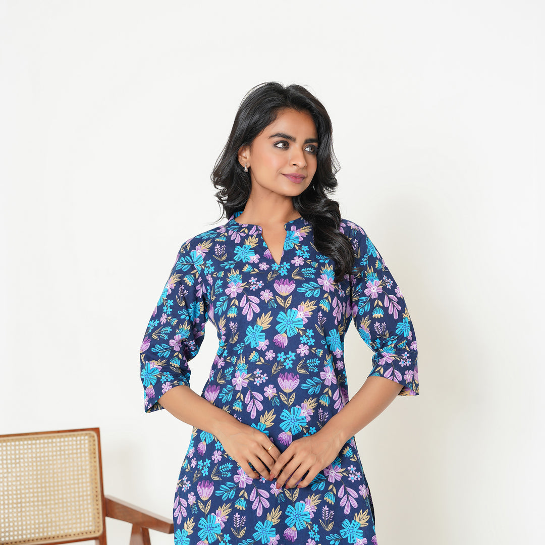 Women's Cotton Co ord Set- Blue Lush