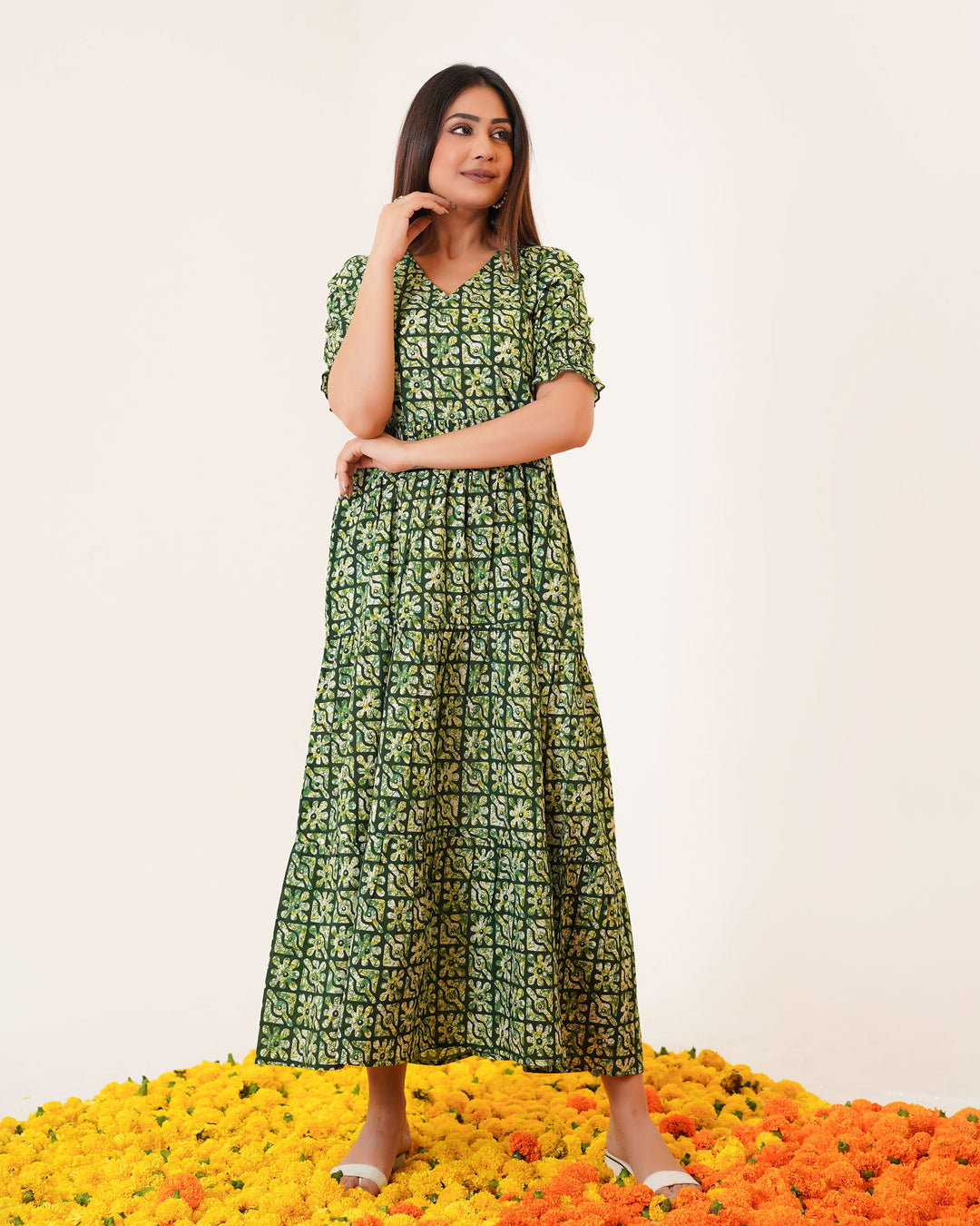 Spring Lattice Mom and Daughter Cotton Dresses