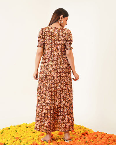 Amber Lattice Mom and Daughter Cotton Dresses