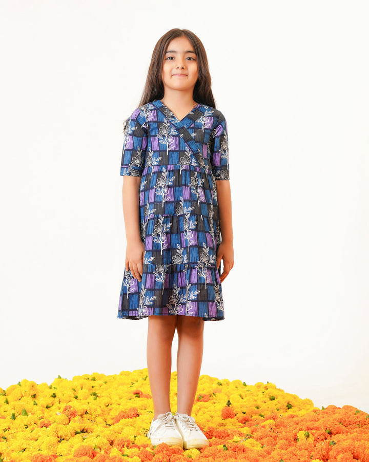 'Blue ColorLane' Tiered Cotton Girl's Dress