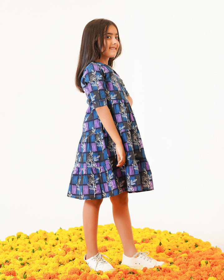 'Blue ColorLane' Tiered Cotton Girl's Dress