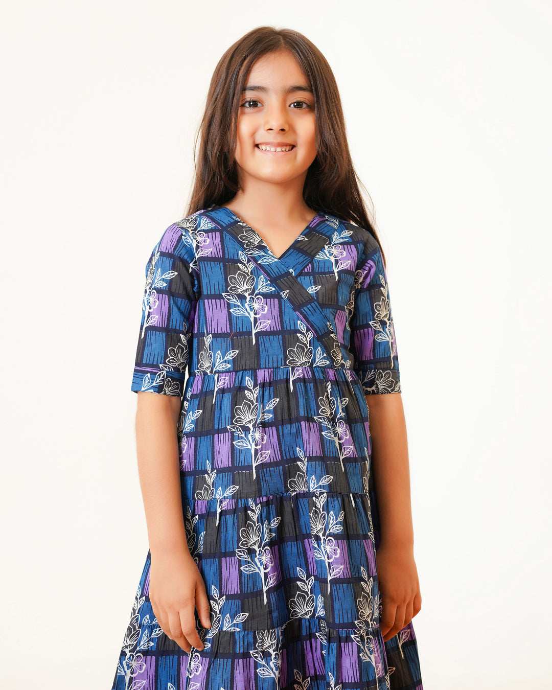'Blue ColorLane' Tiered Cotton Girl's Dress