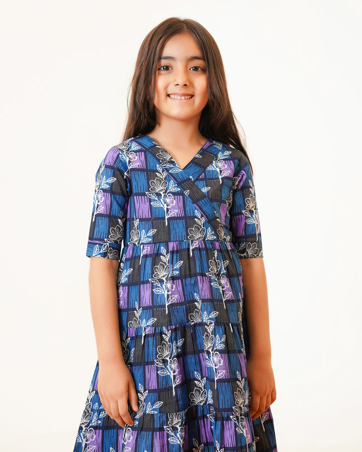 'Blue ColorLane' Tiered Cotton Girl's Dress