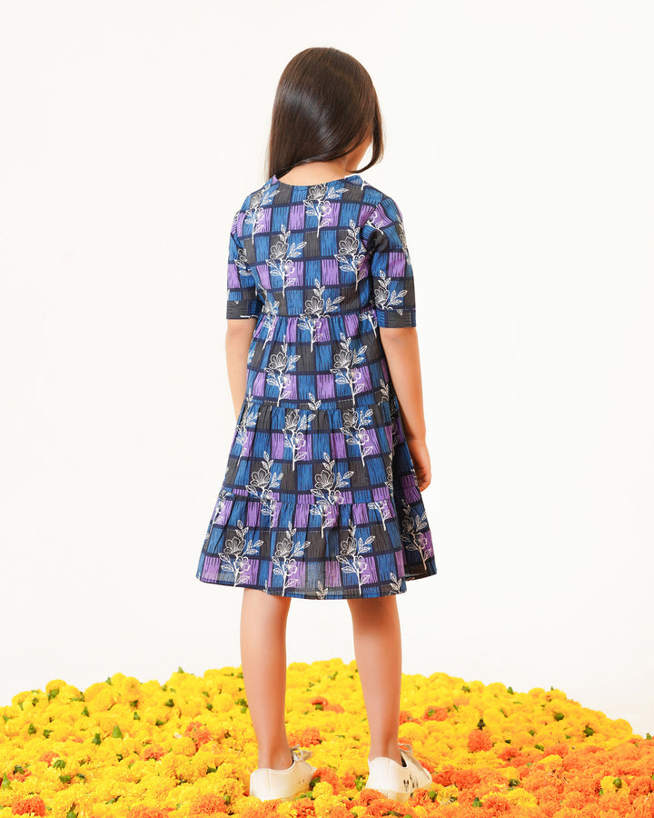 'Blue ColorLane' Tiered Cotton Girl's Dress