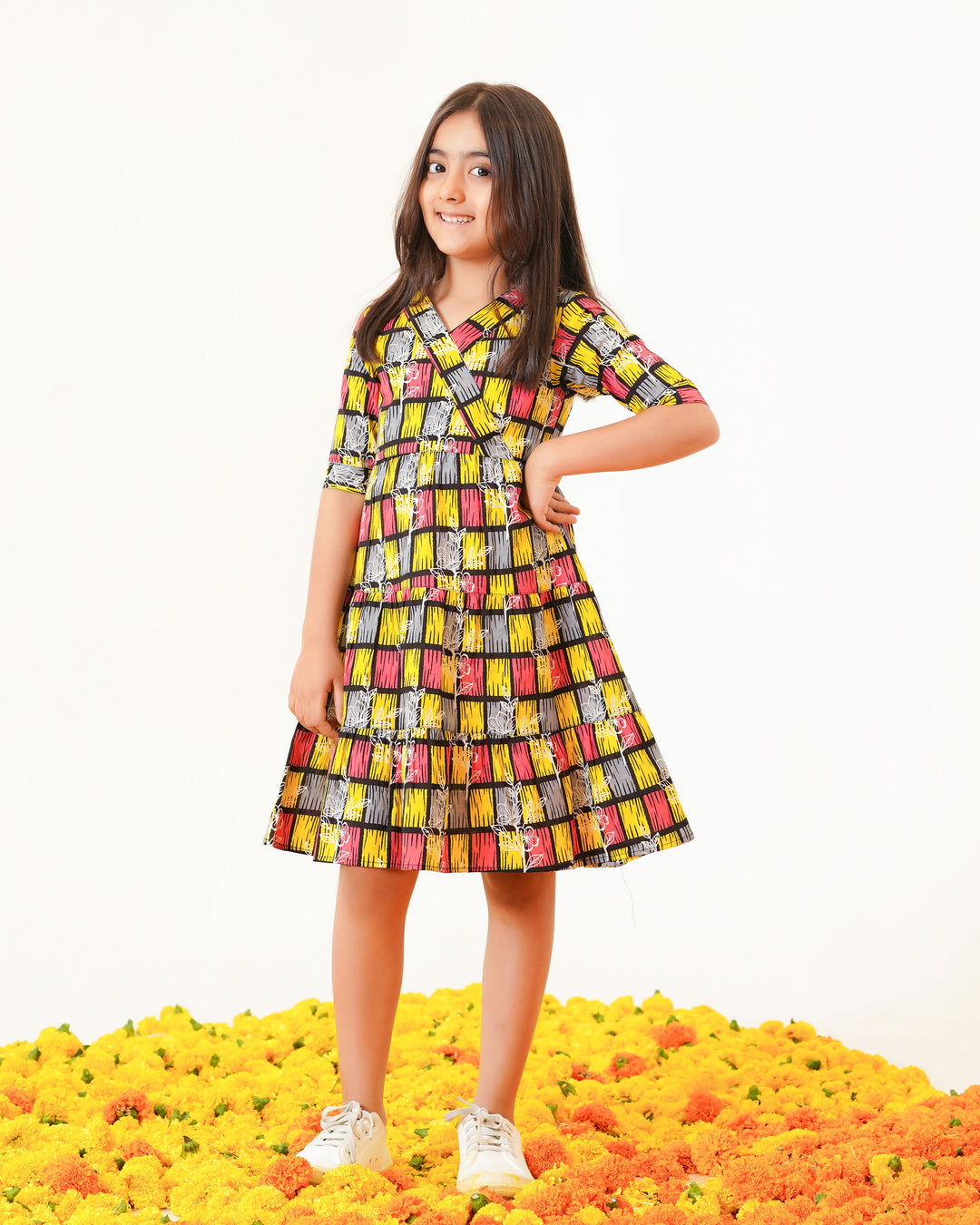'Yellow ColorLane' Mom and Daughter Tiered Cotton Dresses