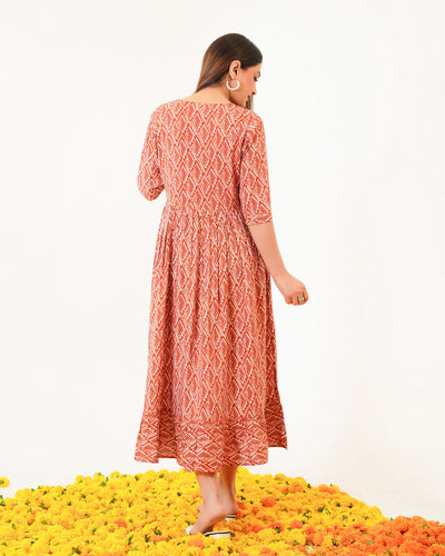 Rust Drape Mom and Daughter Dresses