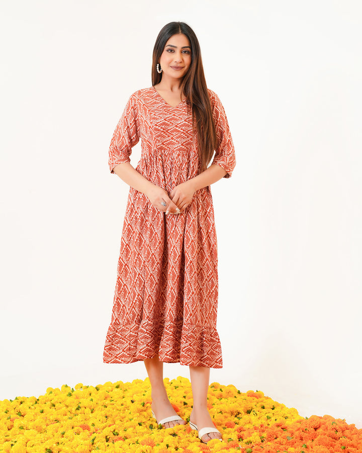 Rust Drape Mom and Daughter Dresses