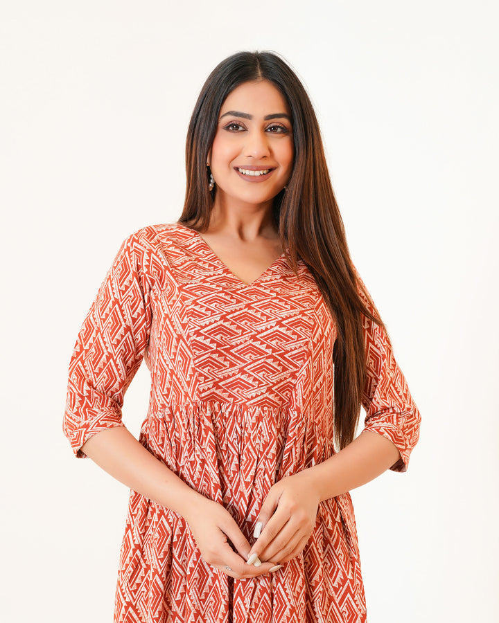 Rust Drape Mom and Daughter Dresses