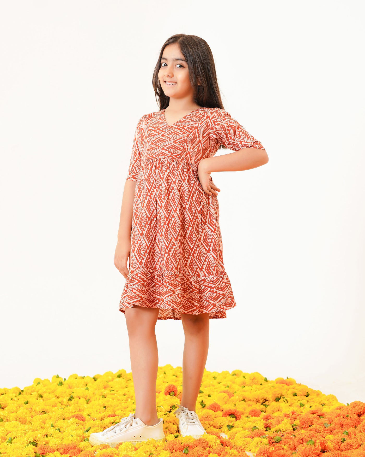 Rust Drape Mom and Daughter Dresses