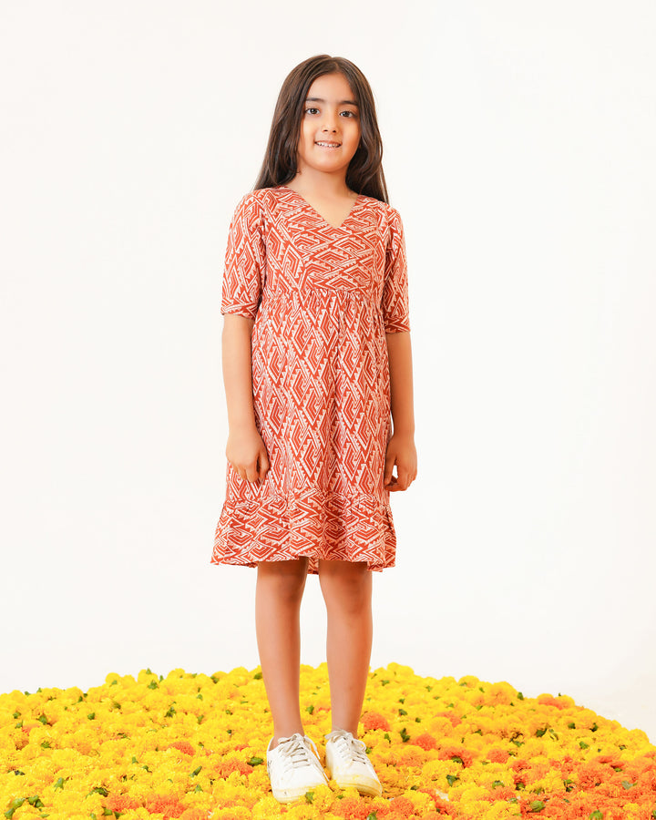 Rust Drape Mom and Daughter Dresses