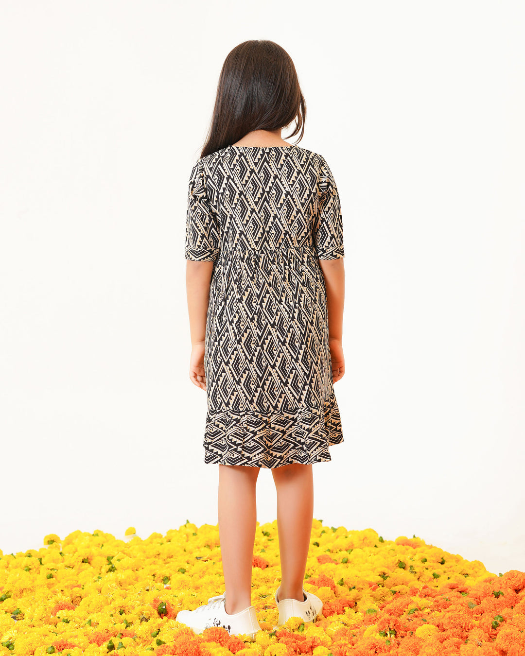 Oak Drape Printed Girl's Dress