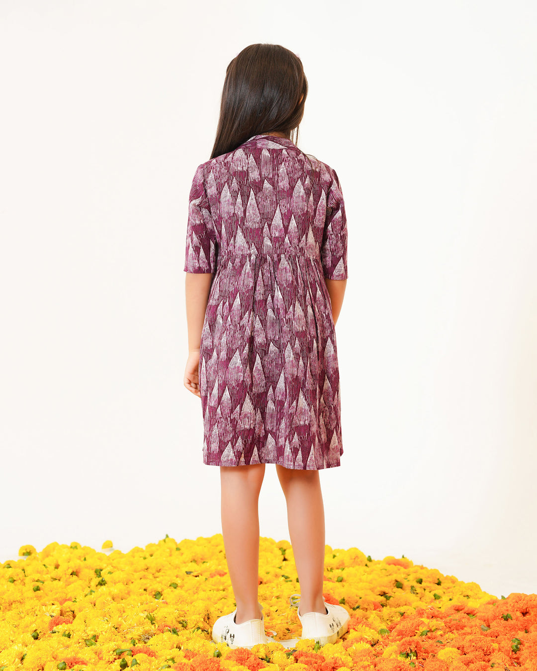 Plum Tides Printed Girl's Dress