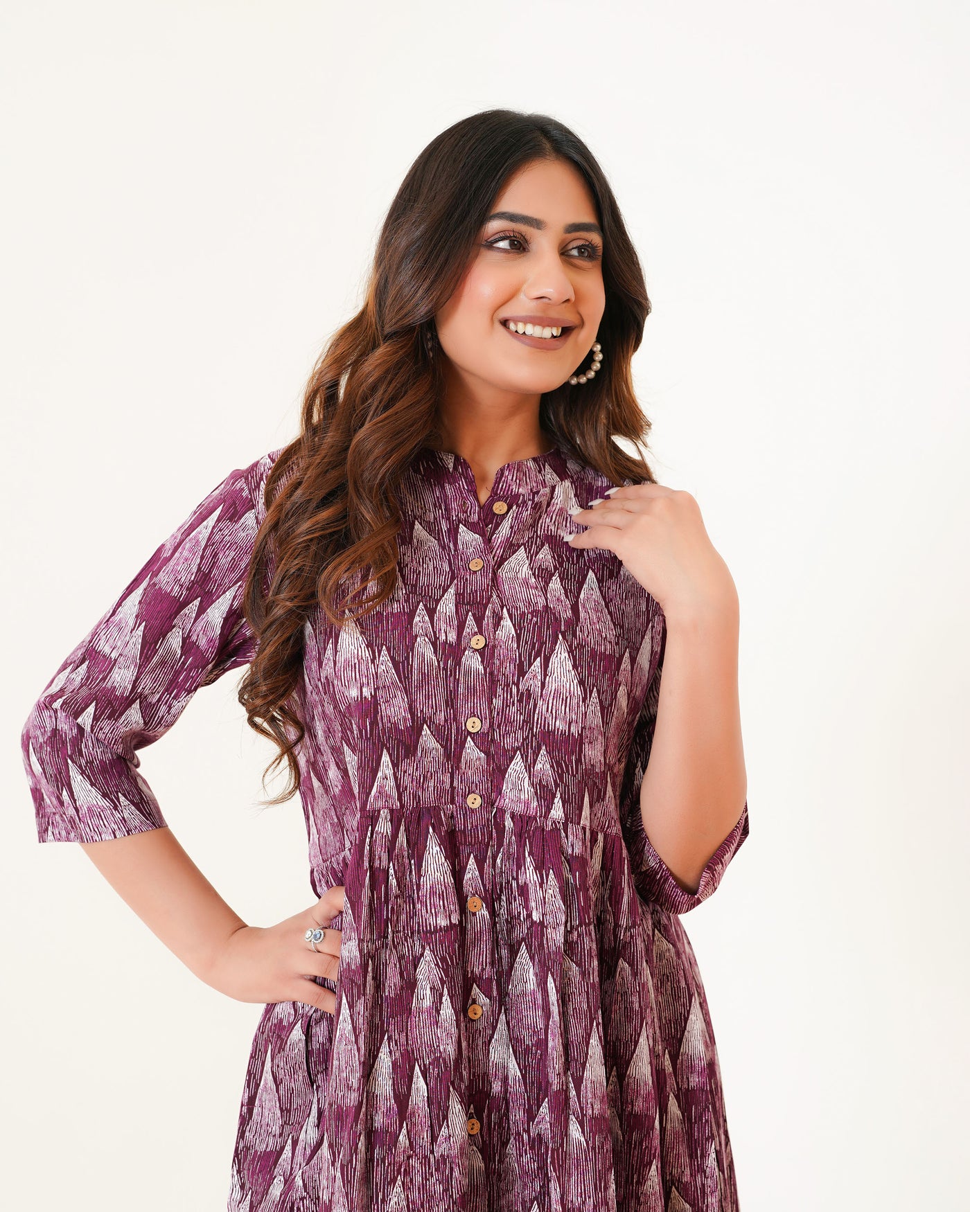 Plum Tides Printed Dress with Pockets