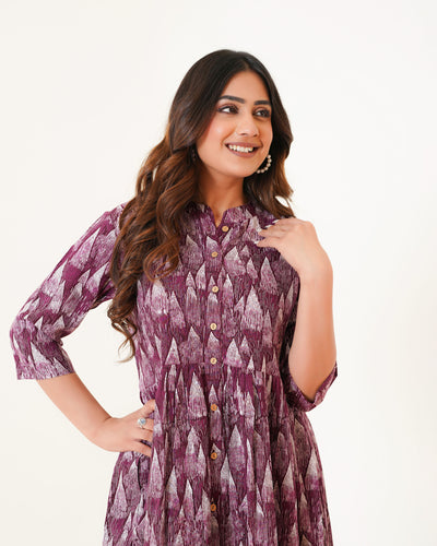 Plum Tides Printed Dress with Pockets