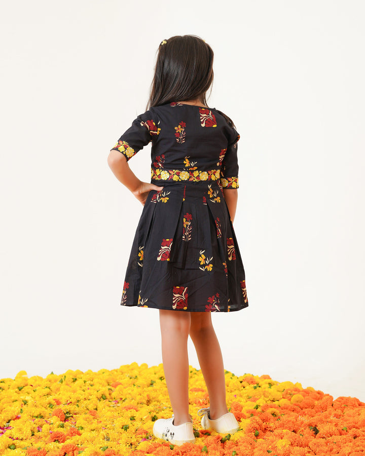 Blush Black Girl's Embroidered Cotton Dress