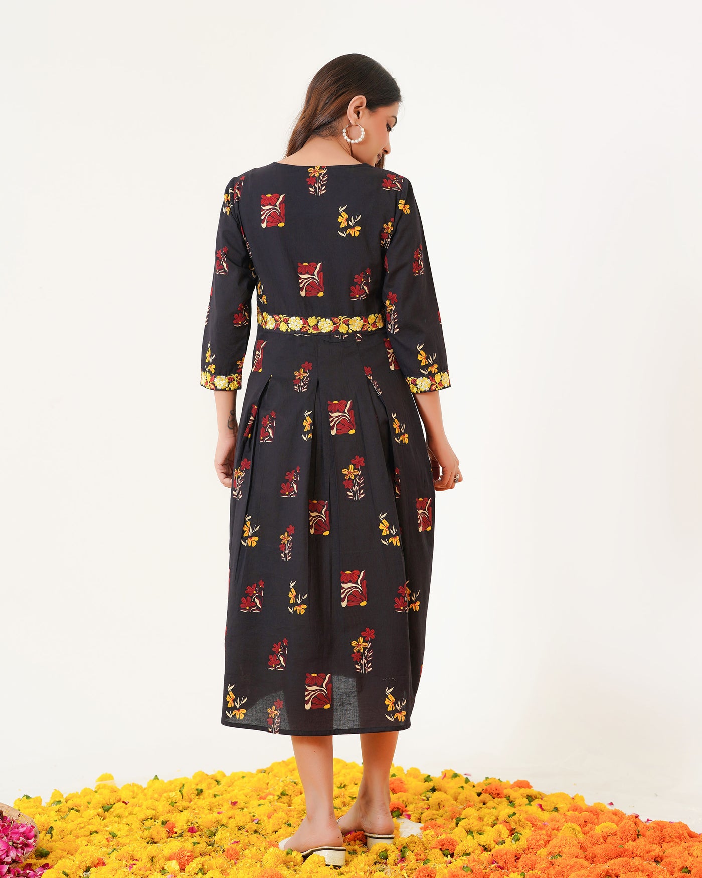 Blush Black Mom and Daughter Embroidered Cotton Dresses