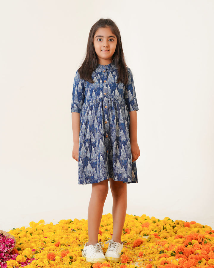 Blue Tides Printed Girl's Dress