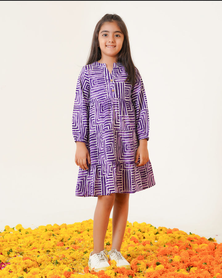 Lavender Lines Mom and Daughter Dresses
